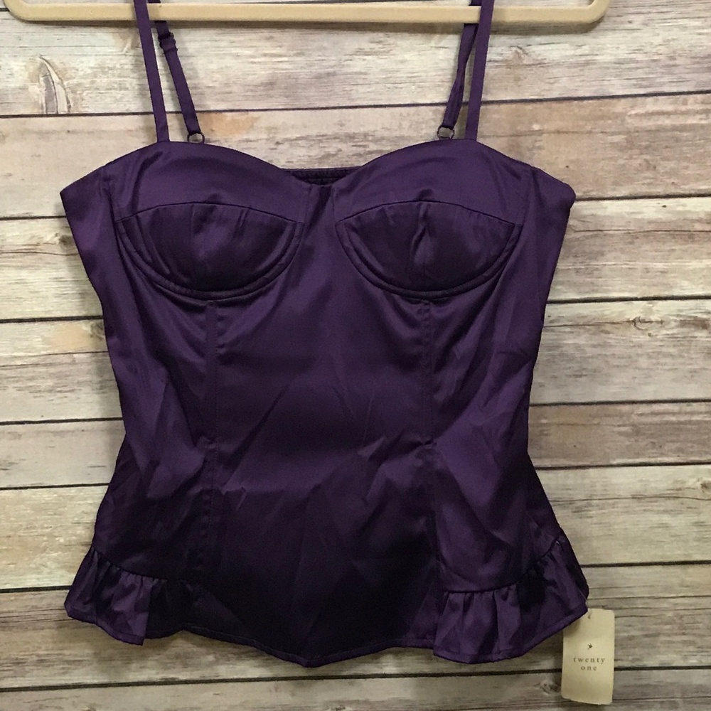 New Forever 21 Purple Satin Corset Top